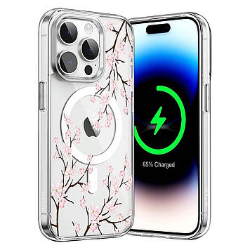 Чохол на iPhone 16 прозорий протиударний із малюнком та принтом UF TPU+PC SGP MagSafe N52 "Veraflore" 16