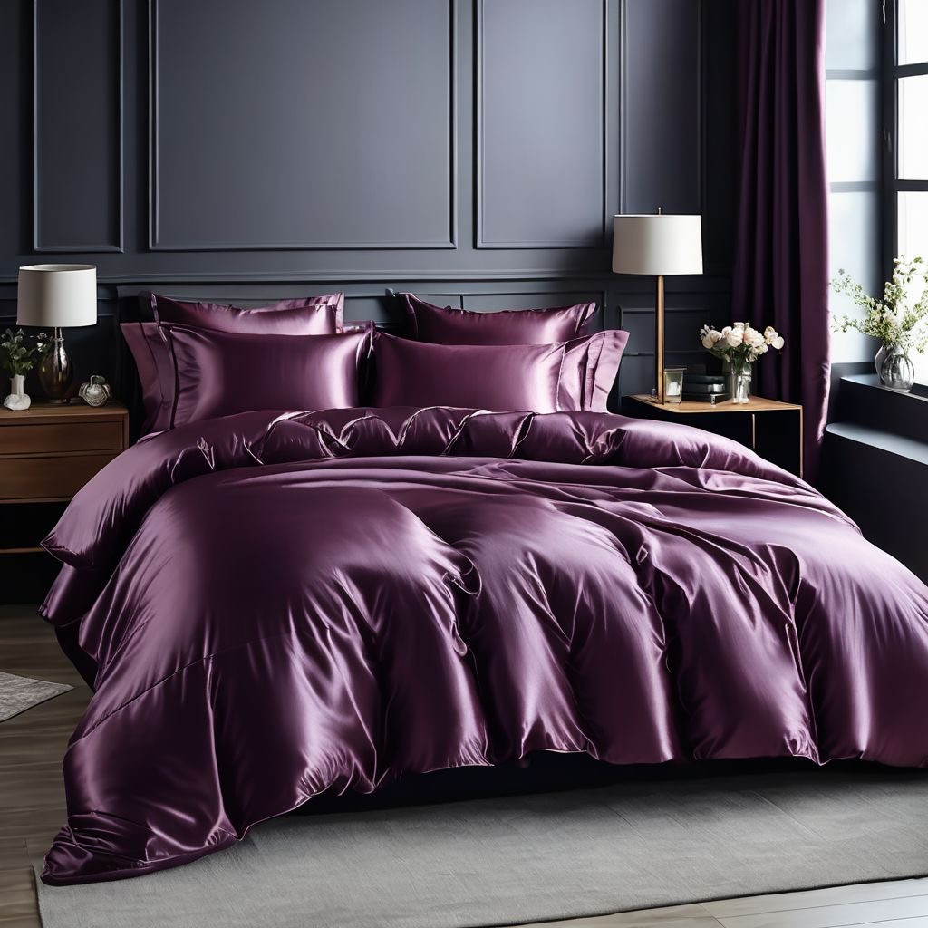 Підковдра на блискавці 145х215 Королева Ночі (Сатин Premium) | Полуторна | Однотонний фіолетово-бордовий, фото 1