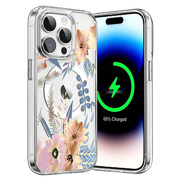 Чохол на iPhone 16 прозорий протиударний із малюнком та принтом UF TPU+PC SGP MagSafe N52 "Veraflore" 19