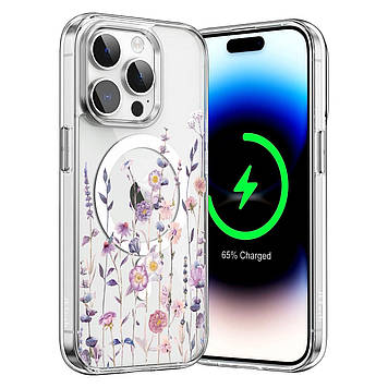 Чохол на iPhone 16 прозорий протиударний із малюнком та принтом UF TPU+PC SGP MagSafe N52 "Veraflore" 20