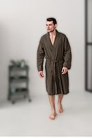 Мужской халат из натурального муслина стильный размер M, халат мужской хлопковый натуральный домашний Хаки