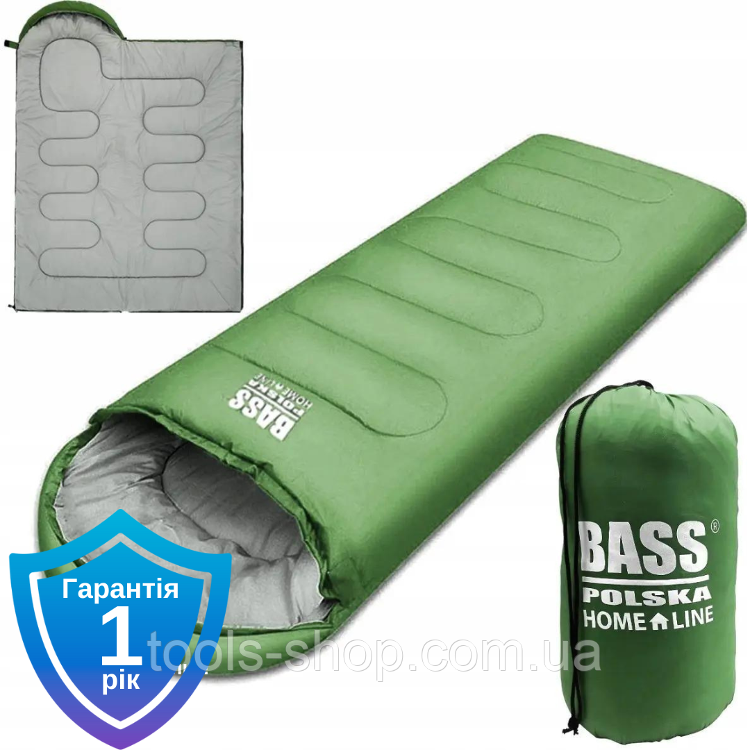 Спальний мішок із капюшоном зелений Bass Polska BH 41998, фото 1