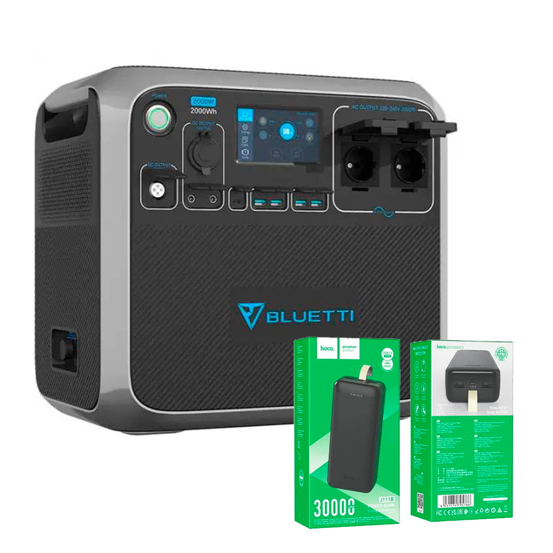 Зарядна станція універсальна Bluetti ac200p 2000W (електростанція, UPS, ДБЖ) + Повербанк Hoco 30 000 mAh
