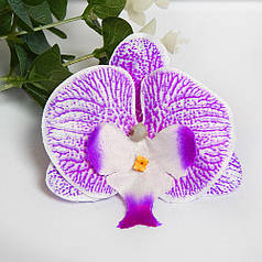 Квітка орхідеї тканинна, 8 см, фіолетовий з білим