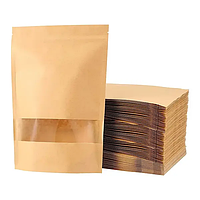 Дой-пакет 80х130 мм, крафт-вікно, зіп-замок 100 шт, 011900041