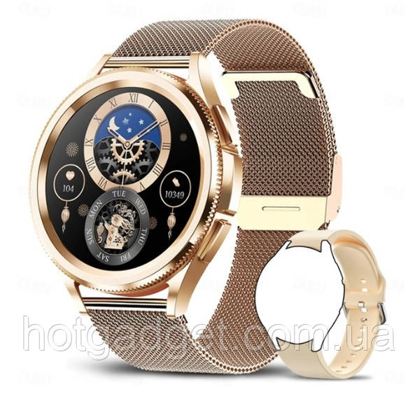 Смарт-годинник LEMFO HW62 GOLD (розмова, тонометр, пульсоксиметр) 2 ремінця