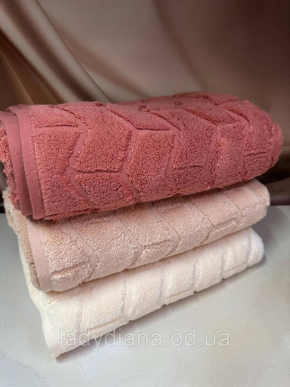 Набір щільних м'яких махрових банних рушників мікрокоттон в упаковці 3 шт розмір 70*140 см Туреччина Luzz, фото 1
