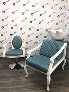 Стильний комплект перукарських меблів Мozart Blue 2в1 меблі для салонів краси