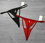 Жіночі сексуальні трусики, чорні мінімалістичні стрінги з цепочкою розмір S/M., фото 2