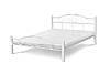 Ліжко металеве двоспальне Регіна Вуд біле, Ліжко двоспальне на дерев'яних ніжках, фото 3