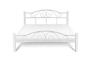 Ліжко металеве двоспальне Регіна Вуд біле, Ліжко двоспальне на дерев'яних ніжках