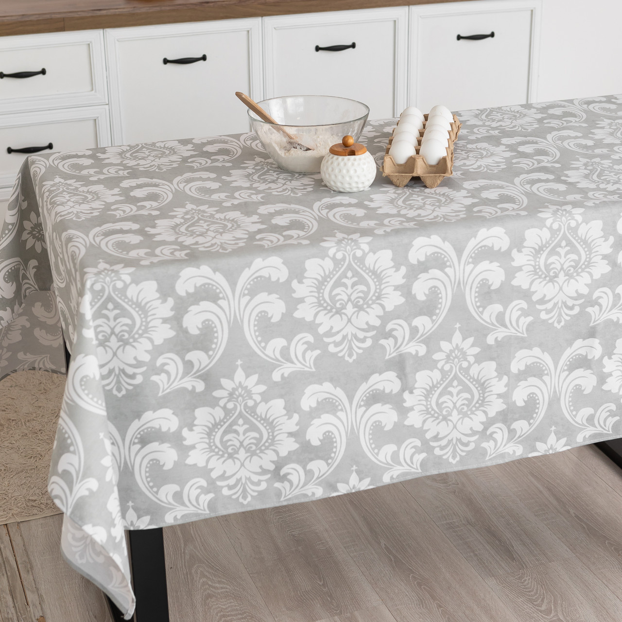 Скатертина 180х220 см водовідштовхувальна з тефлоновим просоченням Скіфія сірий