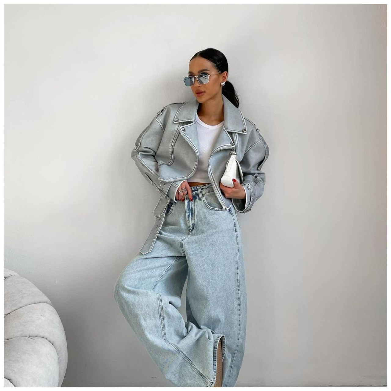 Стильна oversize косуха з еко-шкіри