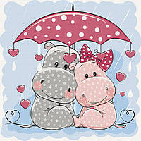 Картина за номерами "Бегемотики під парасолькою" 15530-AC 30*30 см