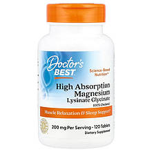 Хелатний магній Doctor's Best "High Absorption Magnesium" 100 мг (120 таблеток)