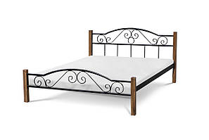 Ліжко металеве двоспальне Регіна Вуд чорне, Ліжко двоспальне від виробника