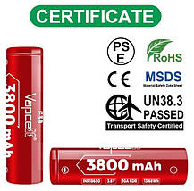 Акумулятор Vapcell F38, INR 18650, Li-Ion, 3800mAh, 10A, 4.2/3.6/2.5V, фото 5