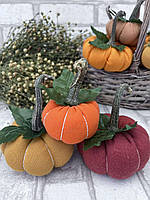 Гарбуз текстильний, осінній декор, гарбузик із ткані, декоративний гарбуз, 8-12 см, 3 шт в упаковці