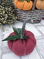 Гарбуз текстильний, осінній декор, гарбузик із ткані, декоративний гарбуз, 8-6 см