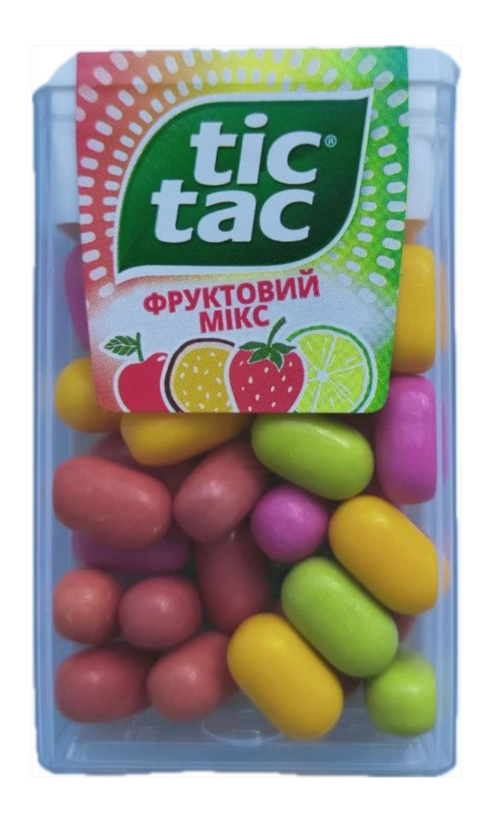 Драже Tic Tac зі смаком вишні, маракуйї, лимону, лайму, полуниці та м'яти, 18 г (Тік Так)