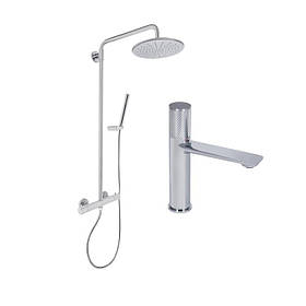 Комплект Qtap Brno: Душова система (QTBRN5769103ONC) + змішувач для раковини (1067103C)