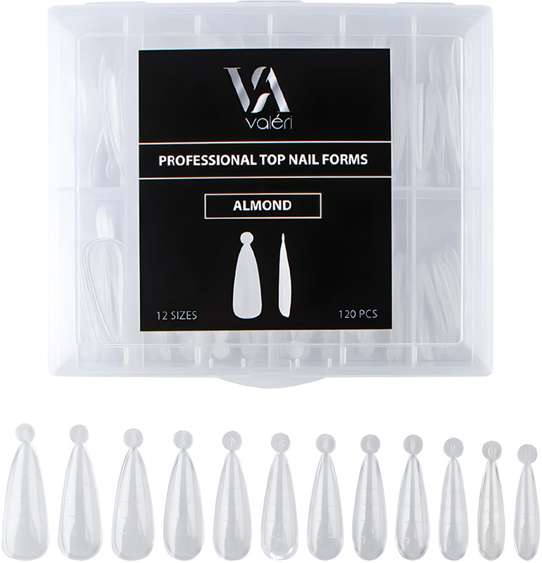Верхні форми для нарощування Nail Forms Forms Almond Valeri, 120 шт.