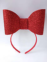 Дворічний бант на обручі Великий бант Обідок з червоним бантом Червоний бант Яскраво-червоний обруч обідок Обідок Оручний