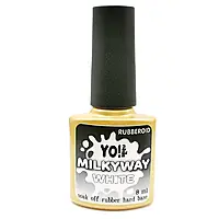 Yo!NAils Каучукова камуфлююча база для нігтів RubberOid Milkyway WHITE Soak Off Hard Base, 8 мл