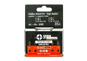 Набір насадок викруткових Industry USH: 1/4" з магнітн тримачем, PH1, PH2, PH3, PZ1, PZ2, PZ3; 7 ялин.