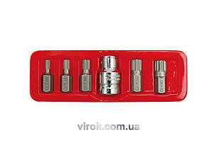 Насадки викруткові (біта) VOREL спеціальні на тріщатку "SPLINE" Набір 6шт. [24/72]