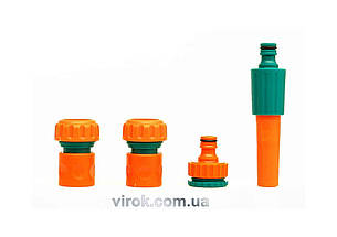 Зрошувач прямий FLO з набором з'єднань 1/2", 3/4", 1", ABS-пластик, 4 шт [12/72]