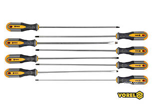 Набір викруток з подовженими стержнями VOREL : L= 325 мм, SL, PH, TORX, Cr-V, 8 шт [10]