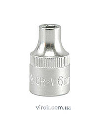 Головка торцева 6-гранна YATO : квадрат 3/8", М= 6 мм, L= 28 мм [24/240/480]