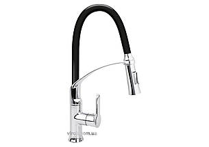 Змішувач води FALA "FLEXIBLE-2" для раковини з гнучкою чорною лійкою, регулюв. потоку води, l=60 см