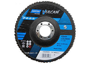 Круг пелюстковий шліфувальний NORTON VULCAN"; Ø= 125/22 мм, Р 40 зерно з електрокорунду