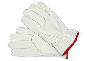 Рукавиці робочі білі з червоною крайкою YATO : бавовна + шкіра, розмір 10 [10/120]