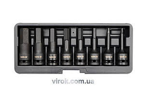 Набір насадок викруткових ударних YATO : HEX M6-M19. 6-гр. квадрат 1/2". 8 Од. [10]