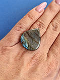 Лабрадор крапля камінь без оправи. Кабошон натуральний лабрадор 27*23,5*6 мм.. Індія., фото 4