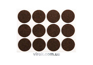 Протектор повстяний VOREL самоклеючий 28мм для меблів захист від подряпин 12шт коричневі