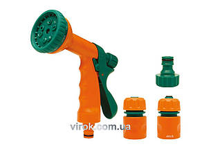 Зрошувач-пістолет 10-режимний FLO з набором з'єднань 1/2", ABS-пластик, 4 шт [12/48]