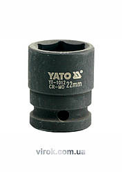Головка торцева ударна 6-гранна YATO : квадрат 1/2", М= 22 мм, L= 39 мм [30/120]