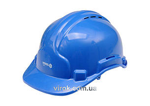 Каска VOREL синя захисна для роботи та будівництва надійний головний убір для безпеки