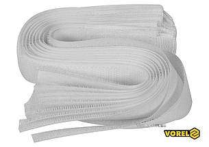 Хомут-липучка для кабеля VOREL : 25 x 300 мм, сірий, нейлон + поліестер + поліуретан, 10 шт [50/100]