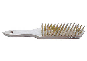 Щітка ручна з латунного дроту VIROK : 6 ряди з дерев'яною ручкою [30]