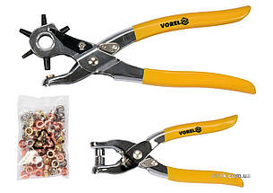 Дирокол, щипці для люверсів з люверсами Ø=5мм (100 шт) по шкіряних виробах VOREL; набір 3 елем. [5]