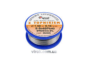 Припій Sn60-Pb40 дротяний на котушці VOREL : Ø= 1.5 мм, m=100 г  [30]