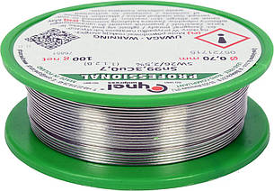 Припій без свинцю CYNEL : Ø0,7 мм, Sn99,3-Cu0,7 дротяний на котушці з флюсом m= 100 г [30]