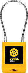 Замок навісний VOREL з тросов. дугою Ø= 3,2мм, l= 175мм, 2 ключі, корпус покрит нейлоном- 40х20х45мм
