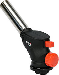 Пальник газовий YATO : цангове з'єднання EN417. до 1 кВт. п'єзозапал. 360°. max t' 1000°c [10/100]