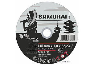 Диск відрізний по металу/нержав. сталі SAMURAI ТМ VIROK : Ø= 115х22.23 мм, t= 1.0 мм (25шт/уп)